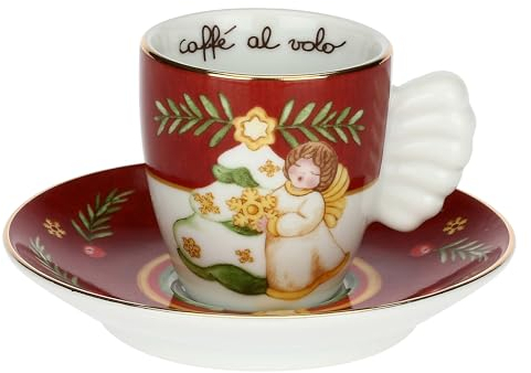 THUN - Tazzina Caffè Espresso Special Edition in Porcellana, Linea Desideri di Natale, Ø 6.5 cm, Capacità 110 ml