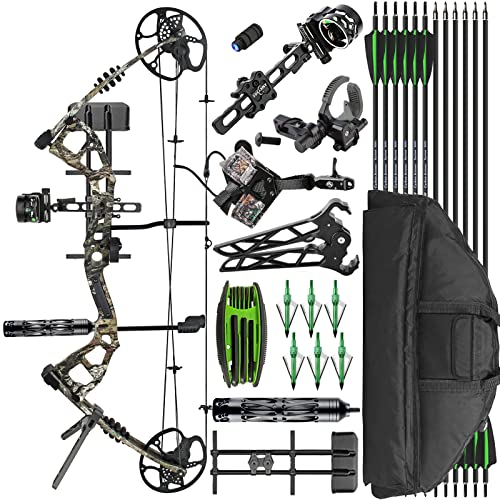ZSHJGJR bogenschießen Compoundbogen Set 0-70lbs einstellbar 315fps Bogen und Pfeil jagdbogen compoundbögen Komplett Set Bogen Jagd Compound Bow Anfänger Erwachsene sportbogen (Camo - Set 2)