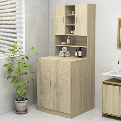 INLIFE Waschmaschinenschrank Sonoma-Eiche 70,5x25,5x90 cm,21.2kg,808389