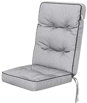 Bjird Stuhlauflagen für Gartenmöbel Sitzpolster für Niederlehner Gartenmöbelauflagen, Sitzkissen, Gartenstuhl-Auflage - Outdoor/Indoor geeignet - mit 8cm Dicke Polsterung - 120x50x8 cm - Aschgrau