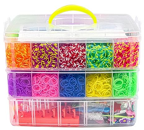 Amagogo Juego de Pulseras de Bandas de Goma, Kits de fabricación de Pulseras de Telar, Accesorios de Bricolaje, Kits de Manualidades, Colorido, Goma, Bandas, l