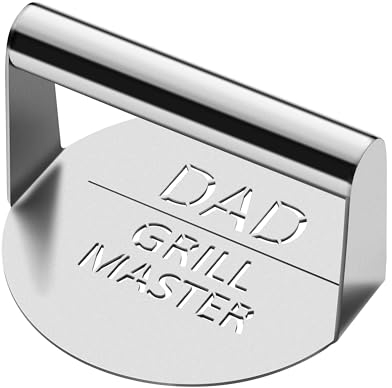 Haooryx Father's Day Burger Press - Stainless Steel Grill Master Smash Burger Press Gift for Dad Hamburger Bacon Press Griddle Grill Patty Maker BBQ Griddle Accessories Dad's Papa Birthday Party Gifts