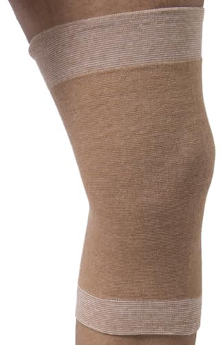 Beman 553 - Ginocchiera Ortopedica in Lana Merinos e Cotone, Fascia Elastica Ginocchio, Ginocchiera per Artrosi Ginocchio, scalda ginocchia, Supporto ginocchio (S, Beige)