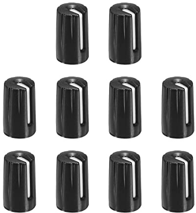 QUARKZMAN 10 Stück 270° Potentiometer Knöpfe ABS Gitarre Drehknopf für 6mm D Typ Welle, Schwarz-weiß