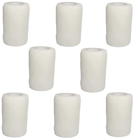 8 Rollen Selbstklebender Verband 7.5cm X 4.5m Selbsthaftende Bandage Elastische Binde Wundverband Fixierbinde für Knie Handgelenk und Sprunggelenk Weiß