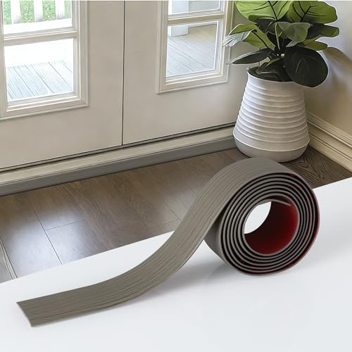 Self Adhesive Vinyl Floor Transition Strip, PVC Door Strip Threshold Bar Door, Laminate Floor Flat for Flooring Edge Trim Grey Wood 5cmX5m(1.96in, 16.4FT)