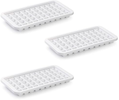 Acan Tradineur - Pack de 3 cubiteras de plástico, Molde para 50 Cubitos de Hielo pequeños, fácil extracción, cóctel, Whisky, Fabricado en España (Blanco - 25 x 13 x 2,5 cm)