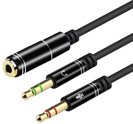 LIWEARE 3.5mm Audio Klinke Y Adapter, Kopfhörer Adapter Splitter, Headset Klinke Y Kabel (1 zu 2 Klinke) Audio Mic Splitter für Kopfhörer Desktop und Laptop(Schwarz)
