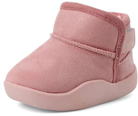 Glada Mario 1-5 år baby tossor småbarn pojkar flickor vinter ankelstövlar varm plysch fodrad enkel fastsättning, Rosa, 8.5 UK Child
