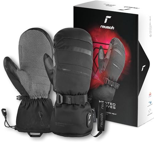 Reusch beheizbare Ski-Fäustlinge für Herren & Damen | touchscreenfähig | besonders warm, wasserdicht & atmungsaktiv, wiederaufladbar, beheizte Winterhandschuhe, Advanced Heat R-TEX XT Mitten