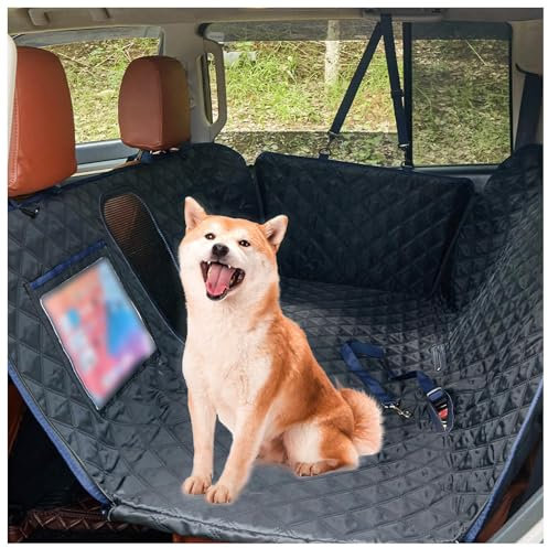 SJWJWOO Bache Voiture Chien avec Planche, Protection Latérale Et Fenêtre De Visualisation Accessoires Voiture pour Chiens Convient à Tous Les Types de Voitures,Black