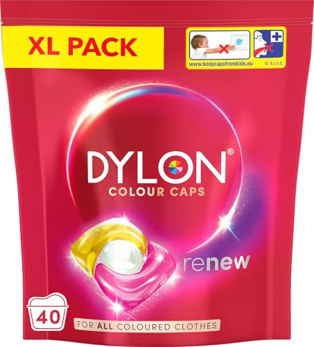 Dylon Colour: Colour Caps (40 Wash Loads), Dylon Colour Caps for all Coloured Clothes, Colour Laundry Detergent Pods to Protect Colours, renewing in every wash with optimal results in 10 washes