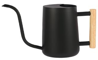 IMEEA 1L Gießkanne Zimmerpflanzen Gießkanne Klein Indoor Gießkanne Edelstahl Moderner Deko Giesskanne mit Langem Auslauf für Pflanze Blumen Bonsai Outdoor Garten (Schwarz