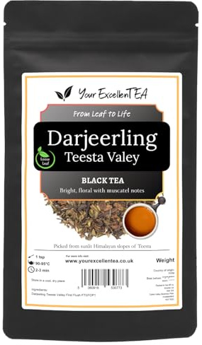 Darjeeling Teesta Valley Loose Leaf Black Tea (150g) – Premium Indian Loose Leaf Darjeeling Tea, Smooth Balanced Character, Resealable Pouch | Your ExcellenTEA