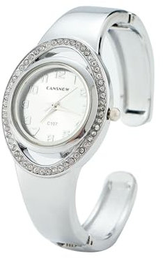 CANSNOW Damenuhr – Elegante Spangenuhr Damen | Uhr Damen | Damen Uhr | Uhren Damen | Damen Armbanduhr | Damenuhr Silber | Uhr Damen Silber | Armbanduhr Damen Silber | Uhr Silber Damen (Silber-Weiß)