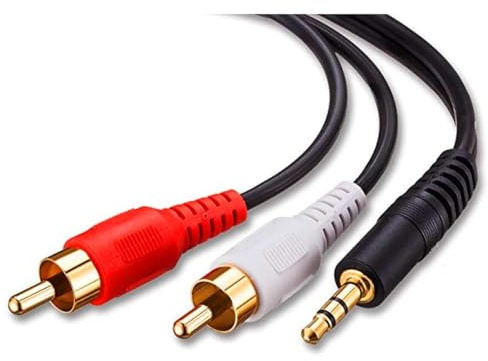 AYMBH 3.5mm to RCA Audio Cable 1.5 M – Bi-Directional Male-to-Male Adapter with Gold-Plated Connectors – AUX Headphone Jack Splitter for Stereo Systems, Amplifiers, TVs, Home Theaters, and Car Audio