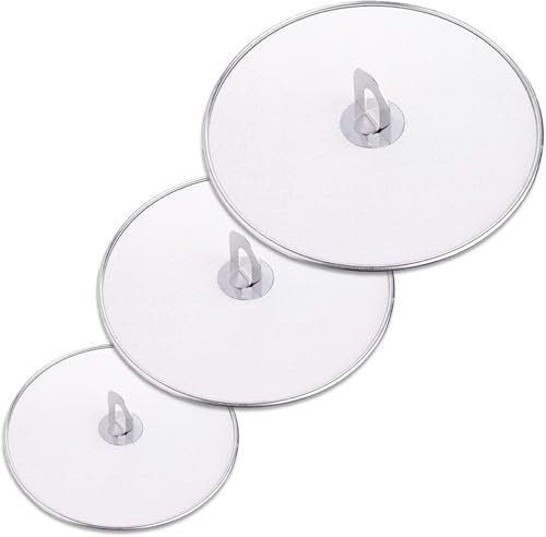 Stainless Steel Splash Guards, Multifunctional Splatter Screen Guards with Foldable Kitchen Handle, Oil Proofing Lid, Pans Splash Guard Lid, Diameter 25/32/33 cm（3 Pack）