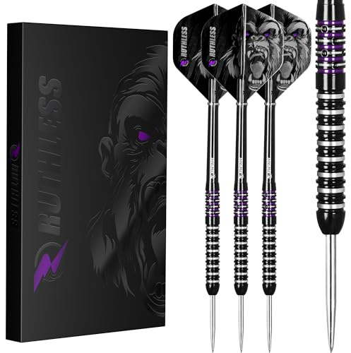 RUTHLESS Dartpfeil-Set mit Tiermotiv, Stahlspitze, 90 % Wolfram-Barrel, Dart-Flights und Stiele im Lieferumfang enthalten, erhältlich in verschiedenen Designs und Gewichten. (Gorilla, 24 g)