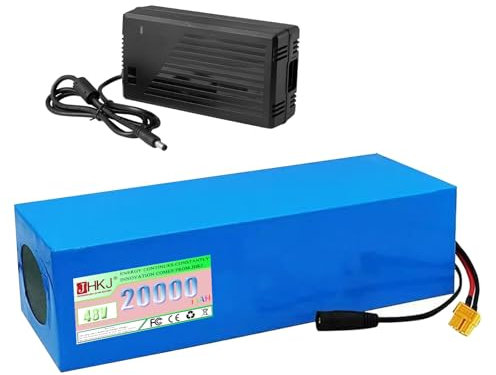 JHKJ Batteria agli ioni di litio 48V 20Ah Batteria ricaricabile Batteria al litio 48V Batteria agli ioni di litio 48V per motore 200W - 1000W con caricabatterie e BMS,48v20ah xt60