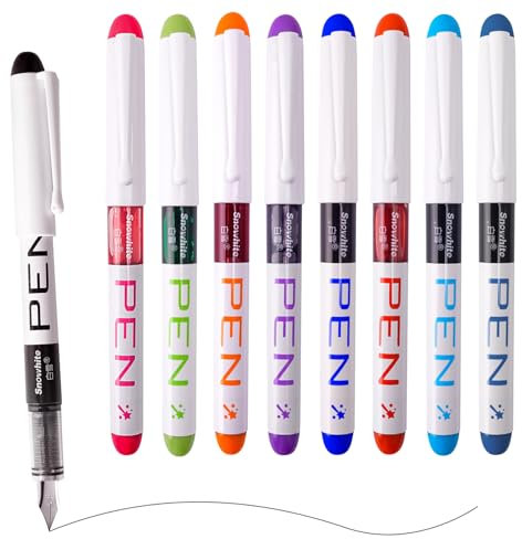9 Pcs Disposable Fountain Pens for Writing EF Nib Multicolor Ink Fine Point Pens Smooth Writing Pens for Sketching Journaling Lettering Text Highlighting Calligraphy Office College School (0.38MM)