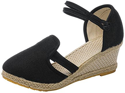 Sandalias Mujer Alpargatas Zapatos Plataforma Cuñas Sandalias Tacón Cuña Sandalias con Cerrados Zapatos de Verano Zapatos de Verano Zapatos de Verano Mujeres de Punto Hebilla Sandalias de Mujer