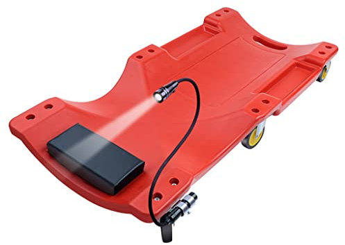 Rollbarer Auto-Rollsitz, Rollen mit glatten Kugellagern, Werkstattsitz, rollender Garagenhocker, tiefer Werkzeugkasten, magnetische LED-Beleuchtung, mit Universalrad (Farbe: Schwarz, Größe: 920 * (R
