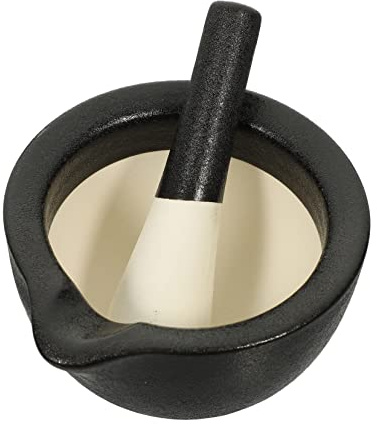 TOPPERFUN Keramik Mahlbecher Mit Stößel Aus Lebensmittelechtem Material Rutschfeste Unterseite Für Gewürze Knoblauch Und Nahrungsergänzungsmittel