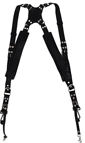 Hapivida Doppia cinghia del cablaggio della fotocamera, imbracatura della fotocamera in pelle con cablaggio a spalla regolabile Rilascio rapido per fotografi DSLR/SLR Strap (Spalle nere)