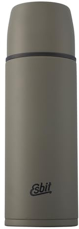 Esbit Classic Isolierflasche 1L - Thermoskanne für warm & kalt - Thermosflasche mit 2 Bechern - Trinkflasche Edelstahl - Auslaufsicher - Olivgrün