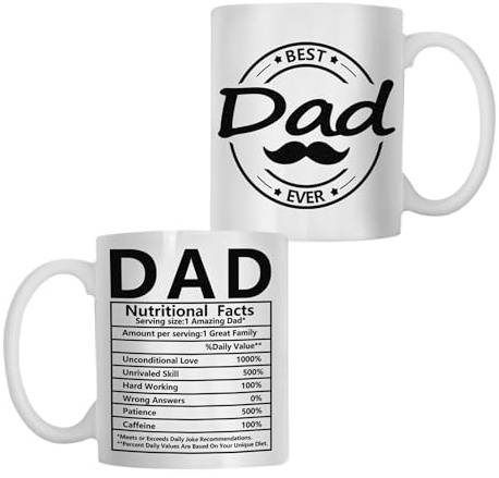 Toopdun Best Dad Ever Coffee Mug, 11 Oz Ceramic, Father's Day Birthday Gift from Daughter Son Wife, Daddy Cup for Coffee, Tea, or Beer, White