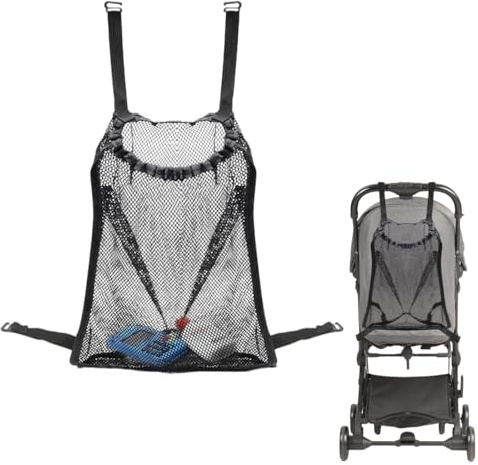 HABNI 1 Stück Kinderwagen Netz, Einkaufsnetz für Kinderwagen, Einkaufstaschen,Netztasche Rückseite Kinderwagens,Aufbewahrungstasche Passend für Kinderwagen, Sportwagen Und Buggy, Schwarz