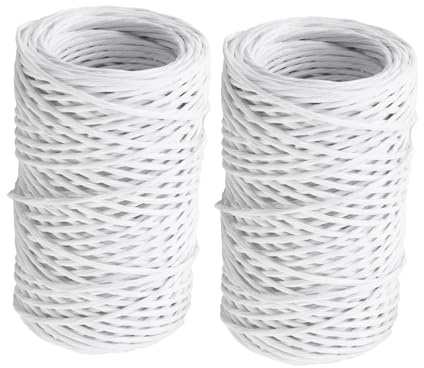 HEALSOPTHY 2 Rolls White Floral Wire 50m Paper Covered Rustic Binding Wire for Wreaths and DIY Bouquet Crafting Florist Supplies for Flower Arranging and Wrapping