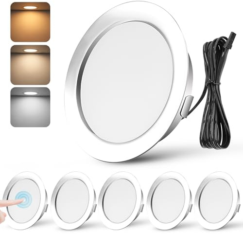 URing 6er Set LED Einbaustrahler 12V Dimmbar 55-58mm 3W Ultra Flach LED Spots 12V 3000K 4000K 6000K Deckenspots Einbauleuchten Küche Möbel Einbaustrahler Einbauspots Spot mit 2M Kabel, Chrom