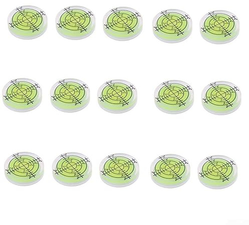 Lot de 15 niveaux à bulles de rechange en acrylique de 32 mm pour niveau à bulle rond avec mesure Elite Plus résistance à l'usure Parallaxe minimale (vert)