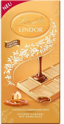 Lindt Schokolade | LINDOR Golden Caramel, 100g Tafel, Geschenk