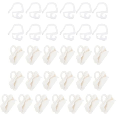 Homoyoyo Juego de 25 Ganchos y Deslizadores para Riel de Cortina Clips para Pliegues Accesorios Plásticos para Cortinas Corredizas en Sala Dormitorio y Ducha Deslizamiento