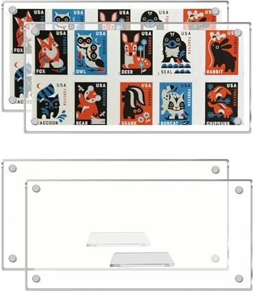 4 Pack Dollar Bill Frame Display, 7.8x3.9 Inch Acrylic Dollar Bill Holder, Magnet Dollar Bill Display Case for Currency, Tickets, Banknotes, and Stamps