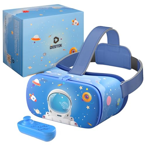 DESTEK V5 VR Headset for Kids, Learning Toys for Boys and Girls 5-15 Years Old, Gift Ideas for Children, 110° FOV HD Lenes with Bluetooth Controller for Phone
