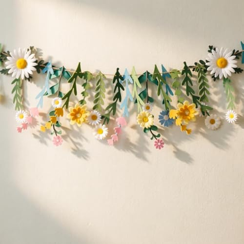 Double-Sided Waterproof Garland - Floral Party Decorations with Daisy Design for Weddings, Birthdays & Spring Celebrations - Eco-Friendly & Reusable Hanging Decor (2.5m)