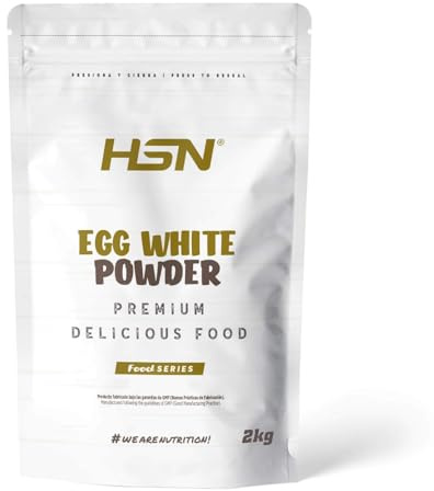 HSN Egg Albumin | 100% dehydriertes Eiweißpulver | Natürliches Protein | Fettfrei, Cholesterinfrei, Vegetarisch, Glutenfrei, Laktosefrei, Natürliches Aroma, 2Kg