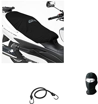 Compatible con Yamaha X MAX 125 ABS Funda de sillín Givi S210 Impermeable Universal Longitud 117 cm Cubierta de sillín para Moto Scooter Bordes elásticos Negro