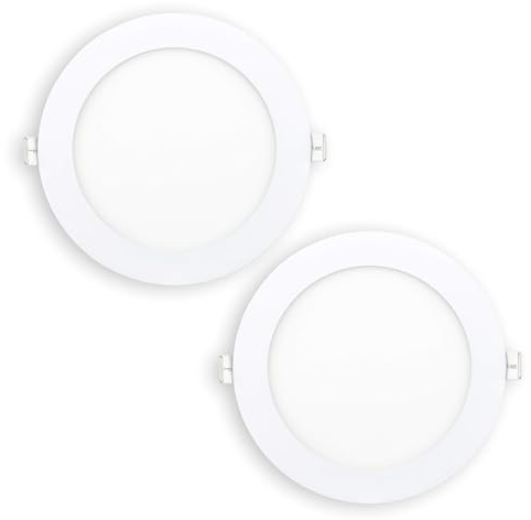 Popp® Pack x2 Placa Downlight LED Empotrable Circular 12W Luz Blanca 6000K 960Lumenes Corte de Techo Ø155mm, para oficina,cocina,pasillos,domitorio,salón (12W 6000K)