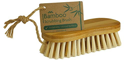 JVL Bamboo Hand Scrubbing Brush with Hemp Loop, Natural