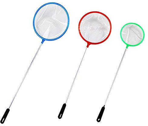 GankPike Aquarium Fish Net Skimmer Net – 3 Pcs Quick Catch Mesh Wire Net Safe for All Fish – 3 Inches, 4 Inches, 5 Inches