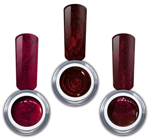 Farbgel Set Red Deluxe Metallic Rot UV-Gel Nagelgel 3x 5ml (3er Pack)