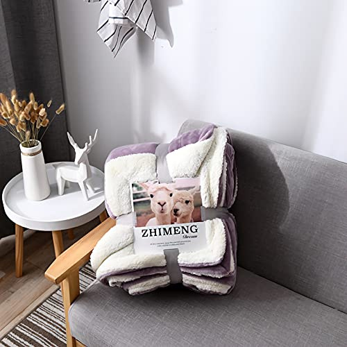 VR7 New Double Sherpa Fleece Throw Blanket Fluffy Solid Blankets for Bed and Couch Size 150x200cm (Lilac, 150 x 200cm)