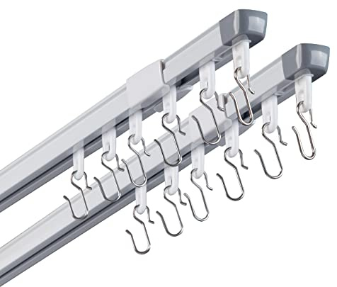 ACMEART Ceiling Curtain Track,Retractable Ceiling Track for Curtains,2.8-5.2ft,Room Divider Curtain Rod,Ceiling Rails Set with Silent Rollers and Hooks for Living room/Bedroom/Shower/RV,2 Sets