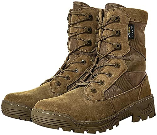 YEVHEV Tactical Boots Men's Military Work Boots Desert Combat Army Combat Boots for Hiking Motorcycle Climbing(Brown,9)