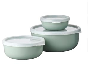 Mepal – Aufbewahrungsbox 3-teiliges Set Lumina – Frischhaltedosen mit Deckel für Kühlschrank, Gefrierschrank, Dampfgarer & Mikrowelle – 250 ml, 750 ml & 1500 ml – Nordic sage