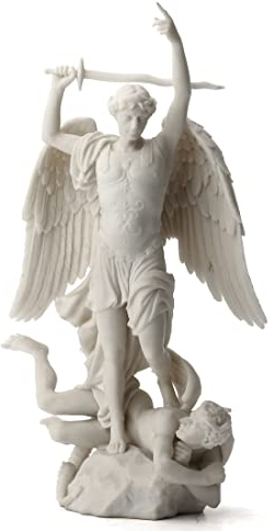 Veronese Design 38,1 cm Erzengel Heiliger Michael steht auf Demon Francisque Joseph Duret Kunstharz Skulptur
